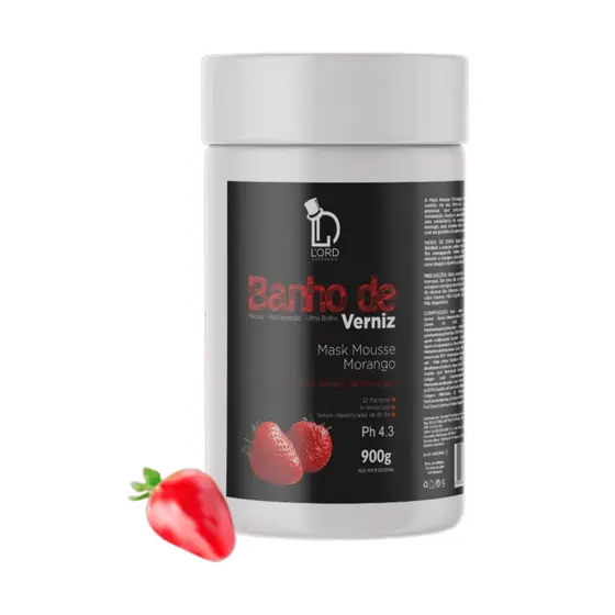 Banho de Verniz Lord Cosméticos Mask Mousse Morango - 900g - Uso Profissional