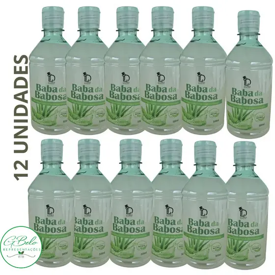 Kit com 12 Baba da Babosa (Aloe Vera) 500ml Tratamento Cabelos e Pele Alta Performance Lord Cosmetic