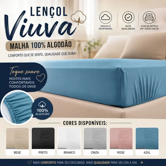 Lençol Viúva Solteirão Malha 100% Algodão