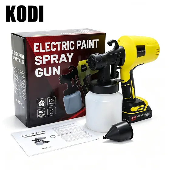 (110V) Pistola de pintura recarregável 1 bateria, 3 bicos, 120W, 800ml profissional para pintura e desinfecção J4