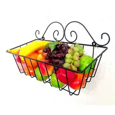 Fruteira de Parede Colonial em Aramado de Ferro 40x20cm p/ Balcão de Armario, Cozinha.