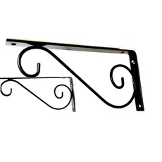 Par de Mão Francesa Decorativa Cantoneira Colonial Cor: Preta 24x12