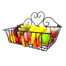 Fruteira de parede arabescos em coração aramado p/ cozinha Fruteira em Aramado