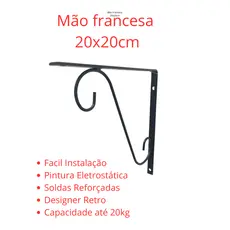 Par Suporte Prateleira Mão Francesa Cantoneira Colonial Retro 20x20 C/ Arabescos Preto ou Branca