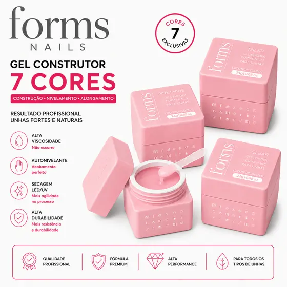 Gel Construtor Para Unhas 24g Forms Livre HEMA e TPO
