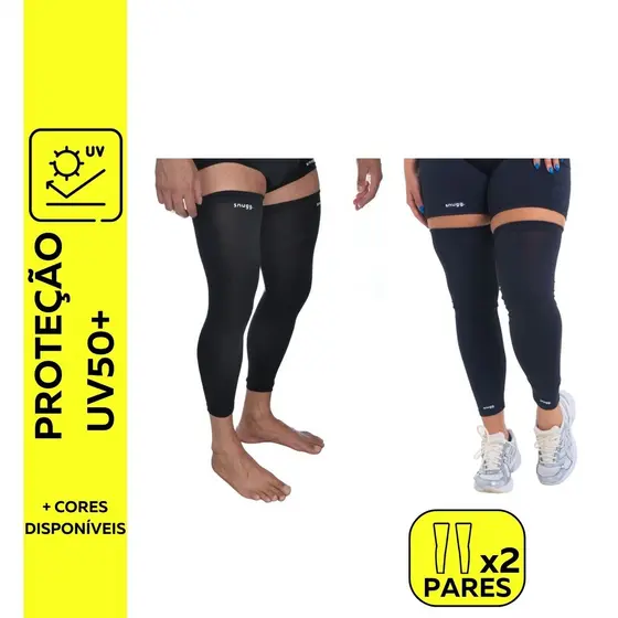 Kit 2 Pares Pernito Snugg Wear Com Elástico Silicone Proteção Solar UV50+ Ciclismo Corrida Pesca