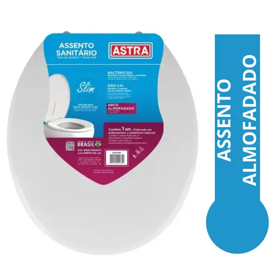 ASSENTO VASO SANITÁRIO SLIM ALMOFADADO UNIVERSAL OVAL  ASTRA