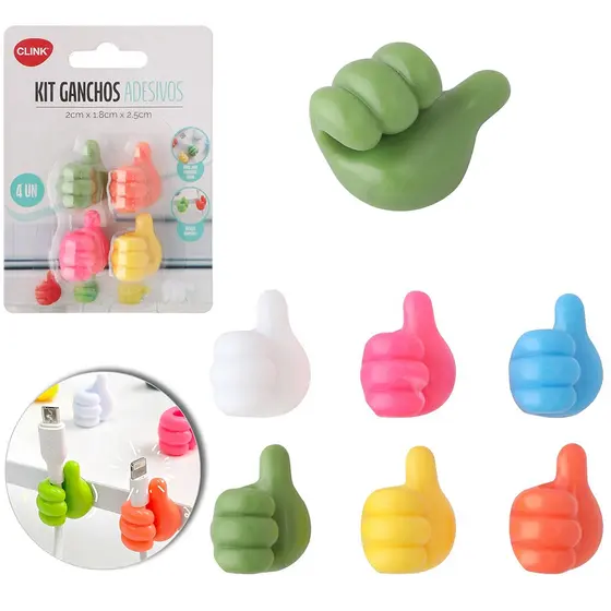 4 ORGANIZADOR DE FIOS / CABOS DE SILICONE MAO JOIA AUTOADESIVO COM 4 PECAS 2,5X2X1,8CM Código