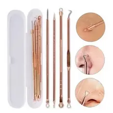 Kit 4 de Ferramentas de Beleza Extrator de Acne Removedor de Cravo Espinha Aço Inoxidável Agulhas