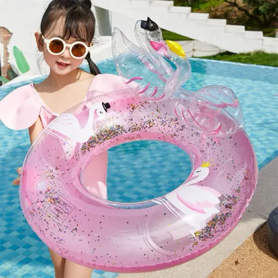 Boia Infantil Cisne Glitter Piscina Criança Flutuador TAM 70#