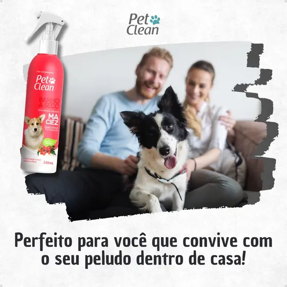 Banho a Seco Pet Clean 240ml para Gatos Spray Higienizador Sem Enxágue