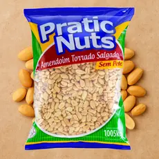 Amendoim Torrado Salgado Crocante Sem Pele Pratic Nuts 1,005KG