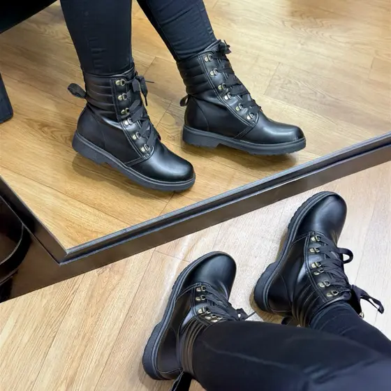 Bota Coturno Feminina Preta Cano Médio Tratorada Confortável estilosa preta botas Casual Dia a Dia moda 2026