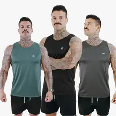 kit com 3 Camisetas Regata Masculina Para Academia Malhar Praia