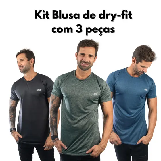 kit com 3 Blusas de Dry fit masculina para treino