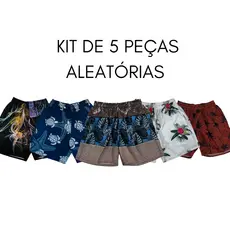 KIT DE SHORTS MAURICINHO COM 5 PEÇAS E ESTAMPAS ALEATÓRIAS