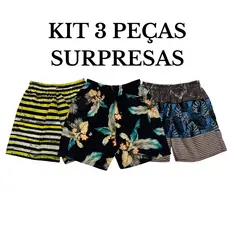 KIT DE SHORTS MAURICINHO COM 3 PEÇAS E ESTAMPAS ALEATÓRIAS