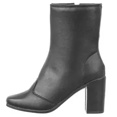 Bota Feminina Coturno Cano Curto Salto Alto Médio Básica Bico Quadrado