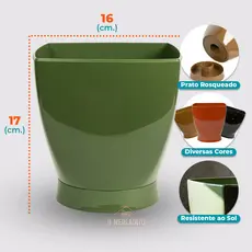 Vaso Cone para Plantas Pequeno com Prato Rosqueado Flores Jardim Decoração Sala Anti Dengue