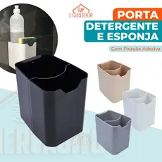 Porta Detergente e Esponja com Fixação Adesiva I Material de Alta Resistencia e Fácil Instalação