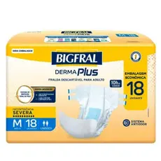 BIGFRAL DERMA PLUS M - ADULTO fRALDA DESCARTÁVEL 18 UNIDADES