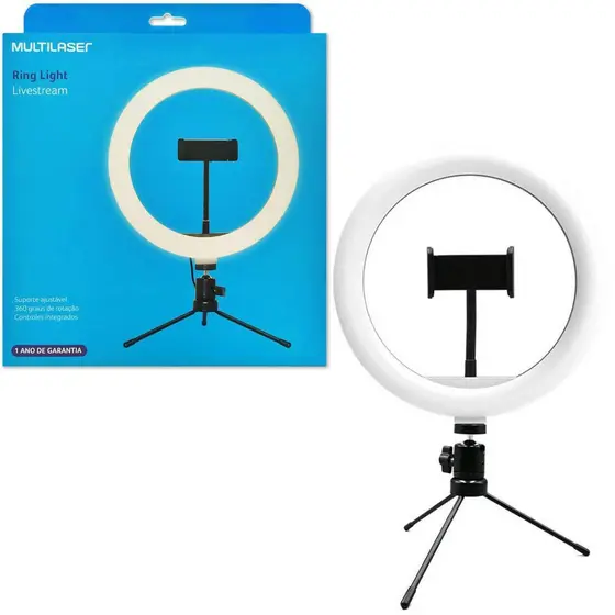 Suporte Tipo Ring Light Livestream 10 Pol. Com Tripe Ajusta AC370
