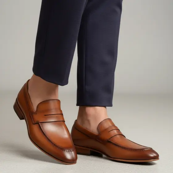 Sapato Social Mocassim Masculino Whisky Confortável e Elegante Solado Couro Natural Legitimo Premium