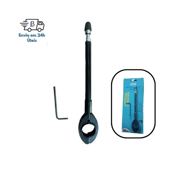Antena Corta Pipa Retrátil 7 Estágios para Moto - Guidão Aço Inox Preta Anti-Cerol
