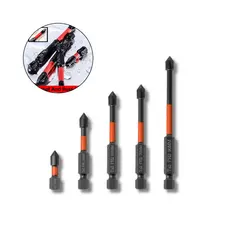 Jogo 5 Bits Impacto PH2 Magnético Aço S2 Zona De Torção 25 a 90mm