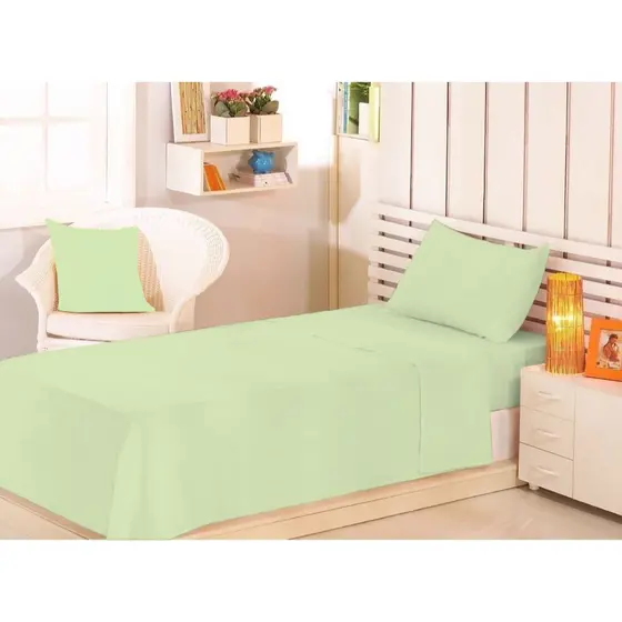 Jogo De Cama Solteiro 3 Peças Lençol Com Elástico 0,88 X 1,88 X 0,30 Lençol De Cima Fronha Confortável Pousada Macio