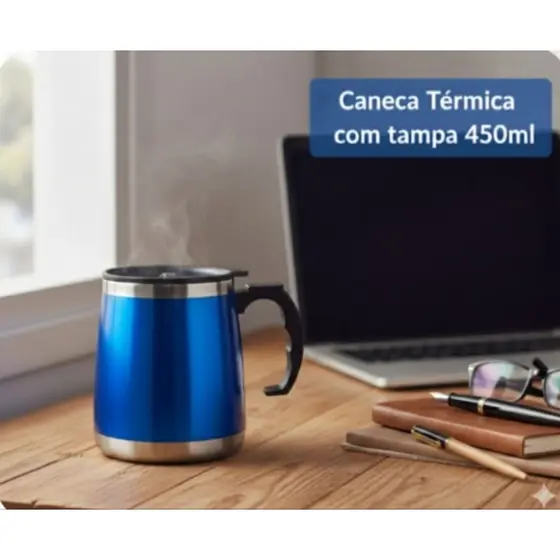 Caneca Termica FY Aco Inox Com Tampa P/Bebidas quente ou fria 450ml