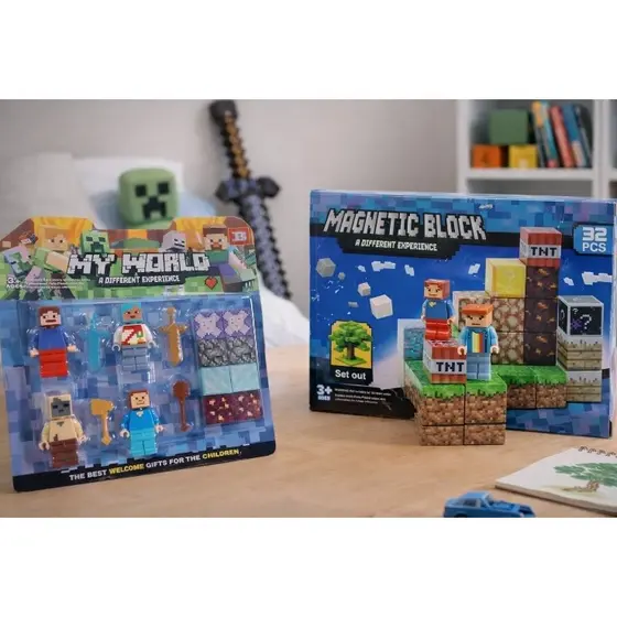 Mini bonecos blocos montar construção magnéticos brinquedo diversão world criança
