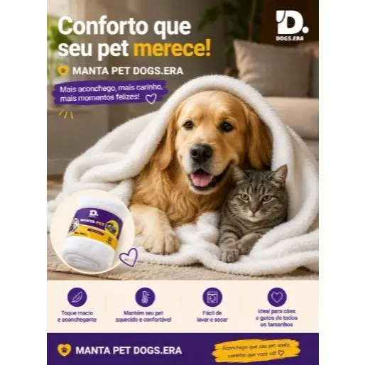 Manta Macia Para Cachorro e Gato Confortável 70x100cm Manta Macia Para Cachorro e Gato Confortável