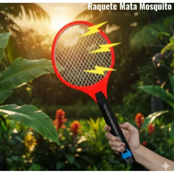 Raquete Mata Mosquito Recarregável Elétrica Alta eficiência.