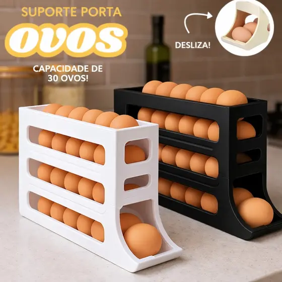 Porta Ovos Suporte 4 Andares Rolante Para 30 Ovos Dispenser Armazena e organizador de ovos