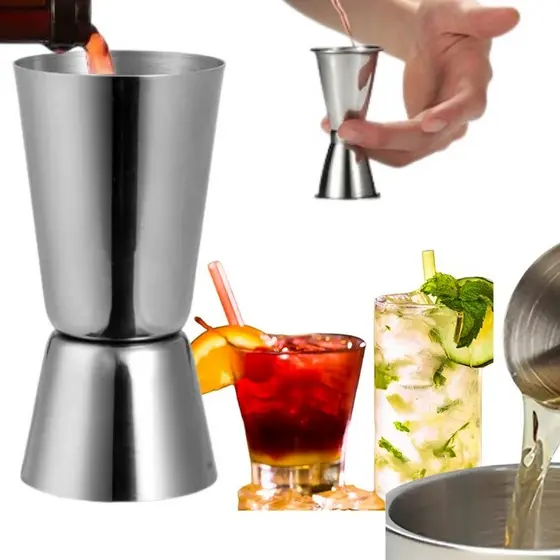 Dosador Duplo + Colher Para Drinks Barmen Bebidas Caipirinha