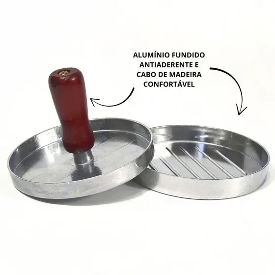 PRENSA DE ALUMINIO PARA HAMBURGUER COM CABO