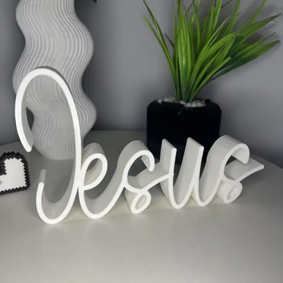 Enfeite Jesus Decoração para Sala/Mesa - Letreiro Decorativo Palavra Jesus