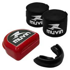 Kit Bandagem Elástica 5m + Protetor Bucal Profissional Muvin Boxe Muay Thai MMA Lutas