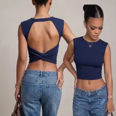 Cropped Feminino Costas Abertas Transpassado Blusinha Moda Gringa Tendência Suplex Premium Costas Nuas