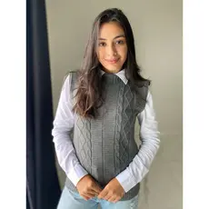 Colete Tricot Trança sobre posição sueter max colete moda feminina regata tricô blogueira inverno