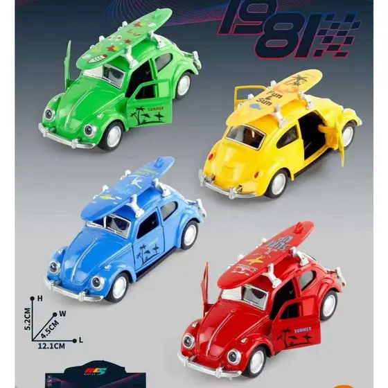Brinquedo carrinho de Alloy modelo de carro com friccao esportivo fusca Com Prancha De Surf