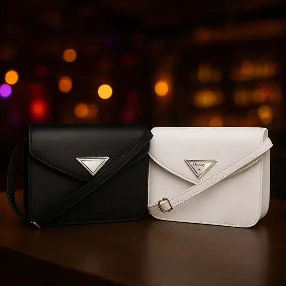 Kit 2 bolsas pequenas com alça lisa material couro sintetico
