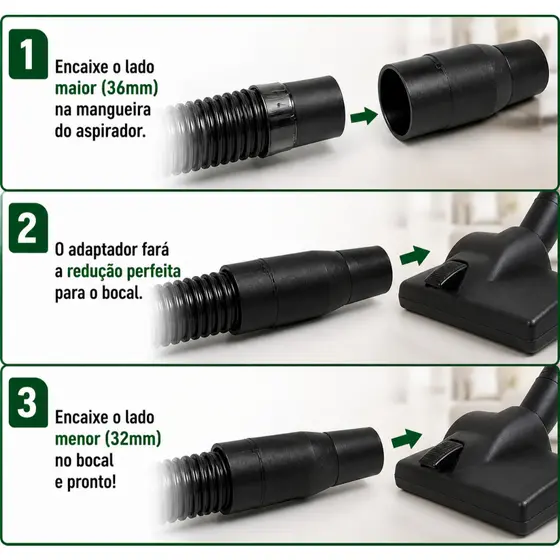 Adaptador Universal Aspirador 36mm para 32mm|Redutor Mangueira Aspirador Pó|Conector Bocal Compatível