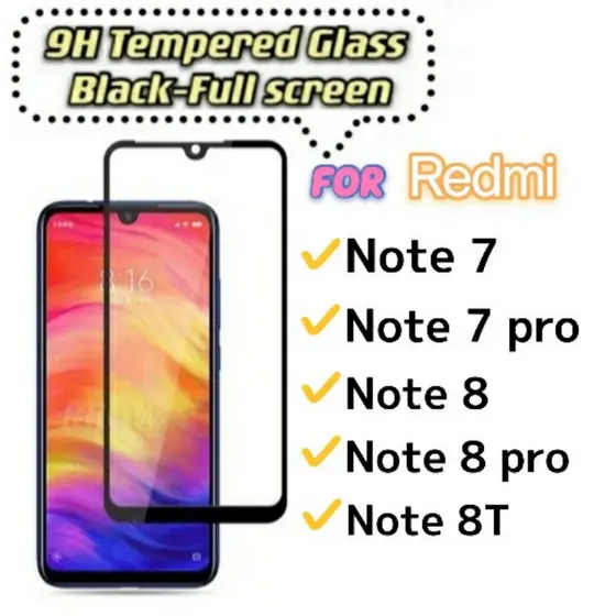 Película De Vidro Temperado 3D/9D Tela Para Xiaomi Mi Redmi Note 7 7Pro Note 8 Pro 8Pro Not 8T 8A