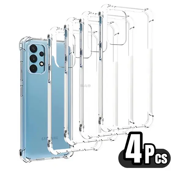 Kit 4 Capa Capinha Transparente Anti Impacto TPU Case Para Samsung Galaxy A01 A11 A10 A20 A30 A31 A51 A71 A02 A12 A22 A32 4G A52 A72 A70 A50 A21 M10 M12 M32 M52 M62 A13 A23 A53 A73 5G M13 M23 M33 M53 A03 Core A14 A24 A34 A54 M14 M54 A05 A15 A25 A35 A55
