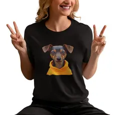 Camiseta Feminina Unissex Estampa Pinscher Orelha 100% Algodão
