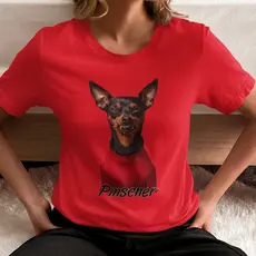 Camiseta BásicaFeminina Unissex Estampa Pinscher 100% Algodão