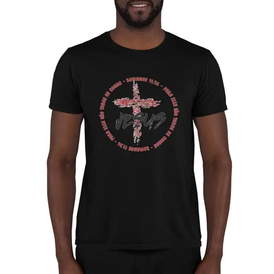 Camiseta Masculina Cristã Estampa Romanos 11.36 100% Algodão