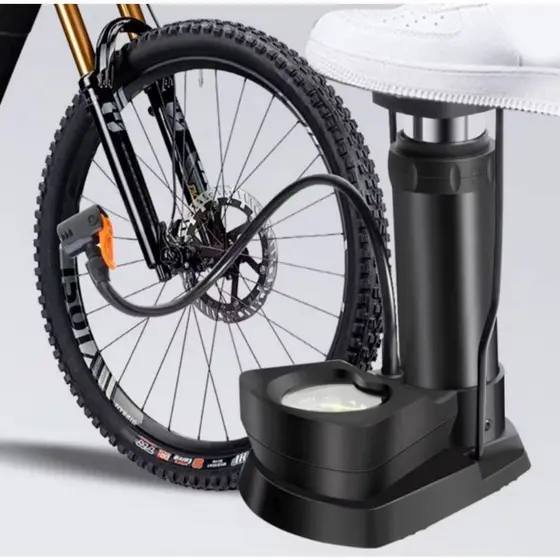 Bomba de Ar Manual com Manômetro Pressão Para Moto Bolas Bike - Envio Imediato!